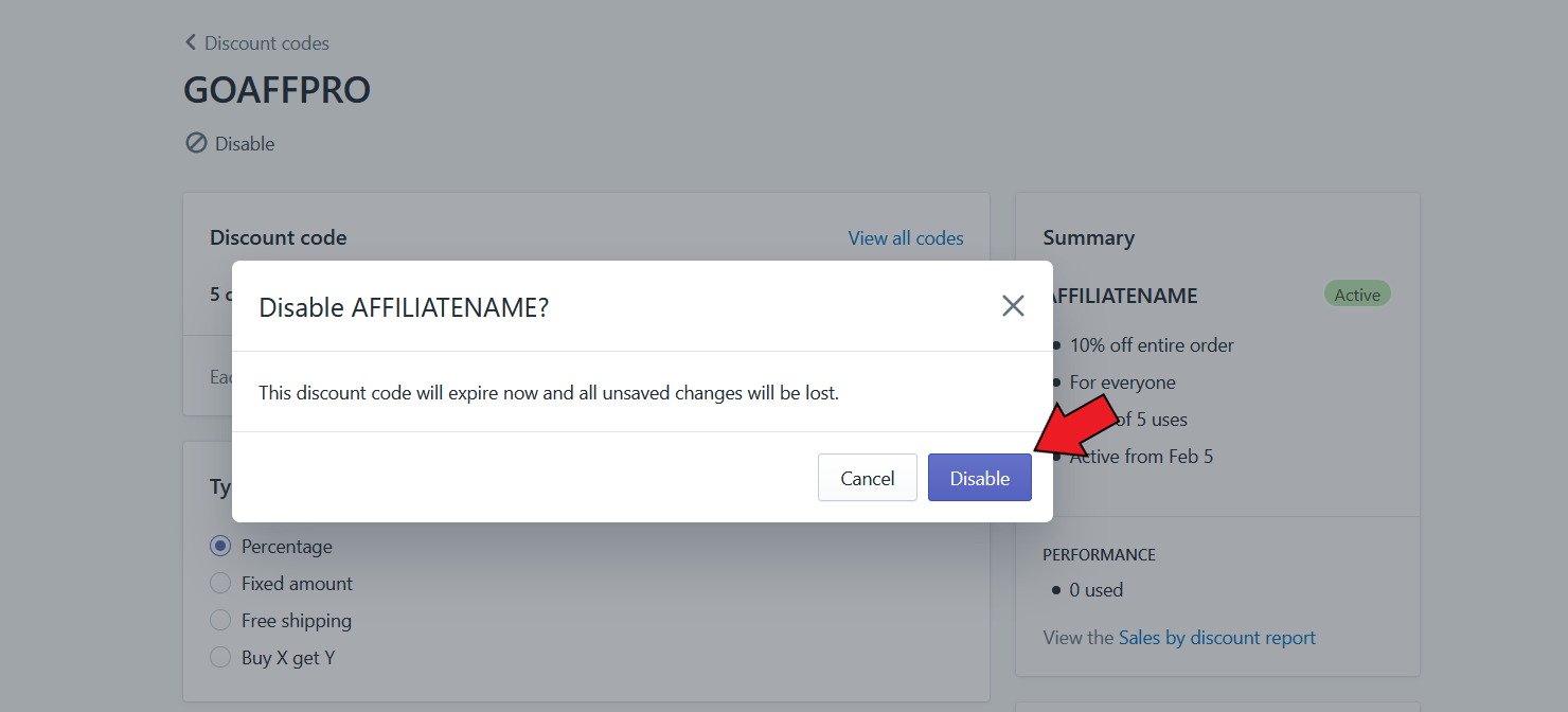 Disable Affiliate Coupon Codes - GOAFFPRO
